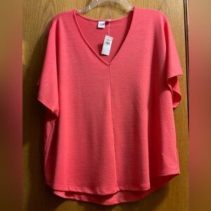 Women's Gap Coral V-Neck Flowy Stretchy Top. Size XL